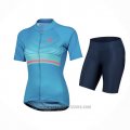 2021 Cycling Jersey Women Pearl Izumi Sky Blue Short Sleeve and Bib Short