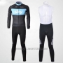 2011 Cycling Jersey Sky Black and Sky Blue Long Sleeve and Bib Tight