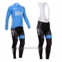 2014 Cycling Jersey Sky White and Sky Blue Long Sleeve and Bib Tight