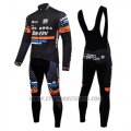 2015 Cycling Jersey De Pink Black and Orange Long Sleeve and Bib Tight