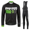 2016 Cycling Jersey Scott Green and Black Long Sleeve and Salopette