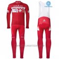 2016 Cycling Jersey Scott Red and White Long Sleeve and Salopette
