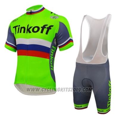 2016 Cycling Jersey UCI Mondo Campione Tinkoff Green Short Sleeve and Bib Short