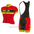 2017 Cycling Jersey ALE Graphics Prr Bermuda Red and Yellow Short Sleeve and Bib Short
