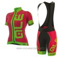 2017 Cycling Jersey Women ALE Prr Arcobaleno Pink and Green Short Sleeve and Bib Short