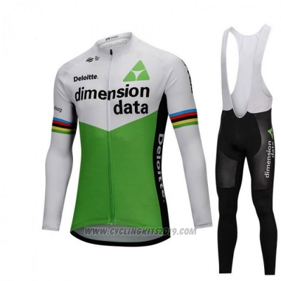 2018 Cycling Jersey UCI Mondo Campione Dimension Date Green Long Sleeve and Bib Tight