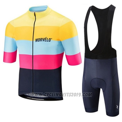 2019 Cycling Jersey Morvelo Yellow Pink Black Short Sleeve and Bib Short