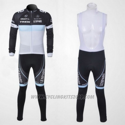 2011 Cycling Jersey Trek Leqpard Black and Sky Blue Long Sleeve and Bib Tight [hua3109]
