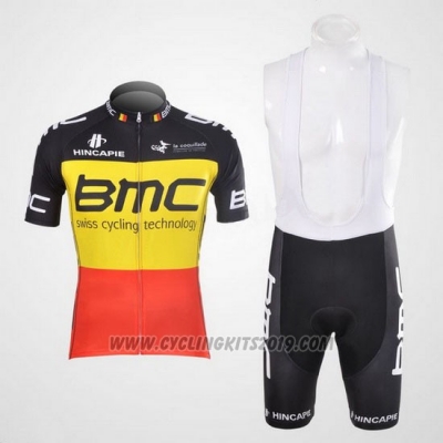 2012 Cycling Jersey BMC Campione Belgium Yellow and Red Short Sleeve and Bib Short