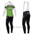 2014 Cycling Jersey Scott Green and White Long Sleeve and Salopette