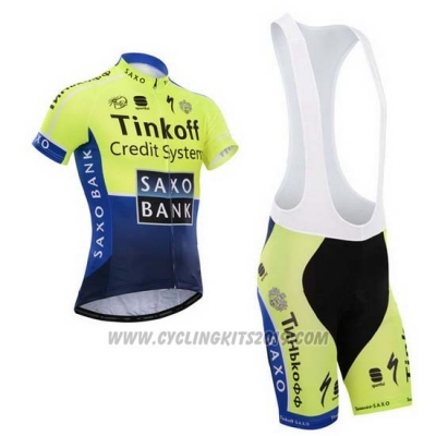 2014 Cycling Jersey Tinkoff Saxo Bank Blue and Green Short Sleeve and Bib Short [hua3599]