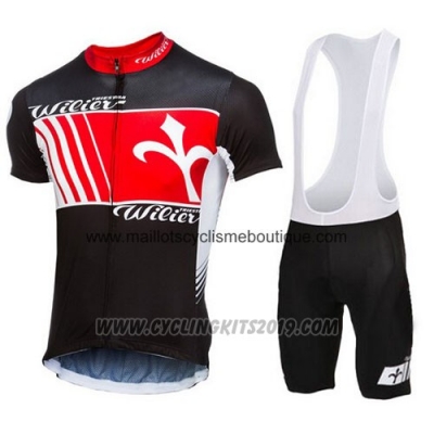 2015 Cycling Jersey Wieiev Black and Red Short Sleeve and Bib Short