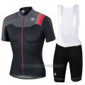 2017 Cycling Jersey Sportful Black and Red Short Sleeve and Bib Short