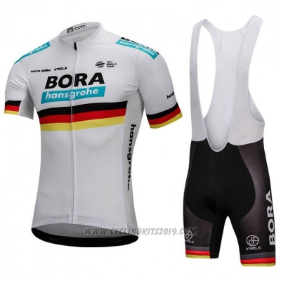 2018 Cycling Jersey Bora Campione Belgium White Short Sleeve and Bib Short