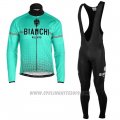 2019 Cycling Jersey Bianchi Milano Xd Blue Gray Long Sleeve and Bib Tight