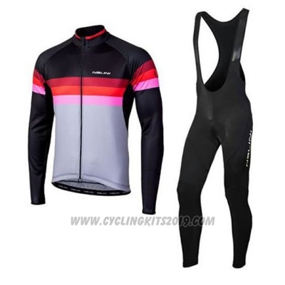 2020 Cycling Jersey Nalini Black Red Long Sleeve and Bib Tight