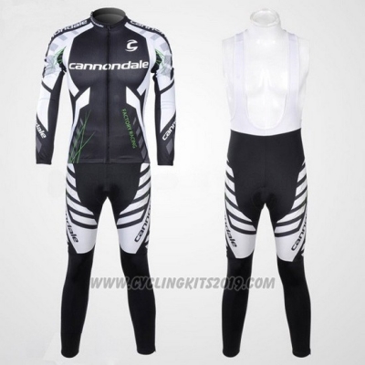 2012 Cycling Jersey Cannondale Black and White Long Sleeve and Bib Tight [hua3267]