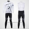 2012 Cycling Jersey Scott White and Gray Long Sleeve and Salopette