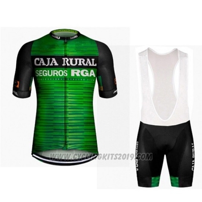 2019 Cycling Jersey Caja Rural Green Black Short Sleeve and Bib Short