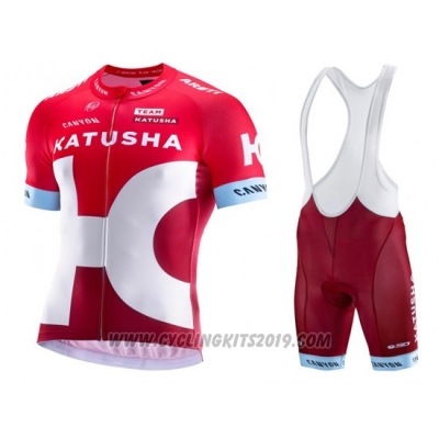 2016 Cycling Jersey Katusha Alpecin White and Red Short Sleeve and Bib Short