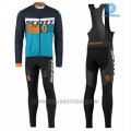 2016 Cycling Jersey Scott Black and Blue Long Sleeve and Salopette