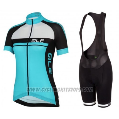 2016 Cycling Jersey Women ALE Sky Blue and Black Short Sleeve and Bib Short [hua4172]