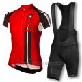 2016 Cycling Jersey Women Assos Black and Red Short Sleeve and Bib Short