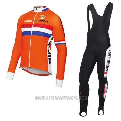 2017 Cycling Jersey Netherlands Orange Long Sleeve and Bib Tight