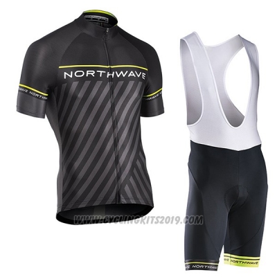 2017 Cycling Jersey Northwave Black and Green Short Sleeve and Bib Short
