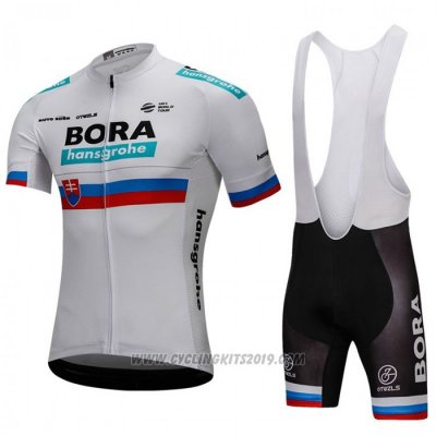 2018 Cycling Jersey Bora Campione Russia White Short Sleeve and Bib Short