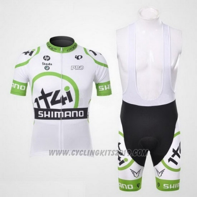 2012 Cycling Jersey 1t4i White and Green Short Sleeve and Bib Short