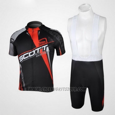 2012 Cycling Jersey Scott Black and Red Short Sleeve and Salopette