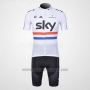 2012 Cycling Jersey Sky Campione Regno Unito Black and White Short Sleeve and Bib Short