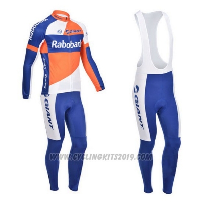 2013 Cycling Jersey Rabobank Blue and White Long Sleeve and Bib Tight