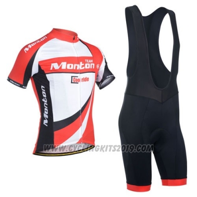2014 Cycling Jersey Monton White and Red Short Sleeve and Bib Short