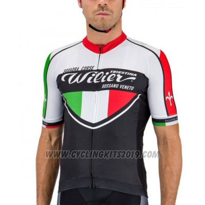 2016 Cycling Jersey Wieiev Black and White Short Sleeve and Bib Short