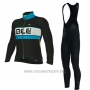 2017 Cycling Jersey ALE Bering Light Blue and Black Long Sleeve and Bib Tight