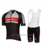 2017 Cycling Jersey Castelli Gray and Black Short Sleeve and Bib Short