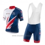 2017 Cycling Jersey Great Britain Blue and White Short Sleeve and Bib Short