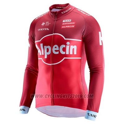 2017 Cycling Jersey Katusha Alpecin Red Long Sleeve and Bib Tight