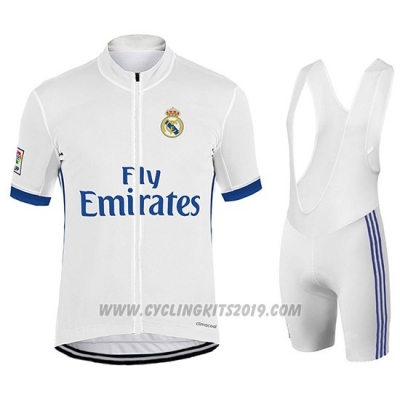2017 Cycling Jersey Real Madrid White Short Sleeve and Bib Short