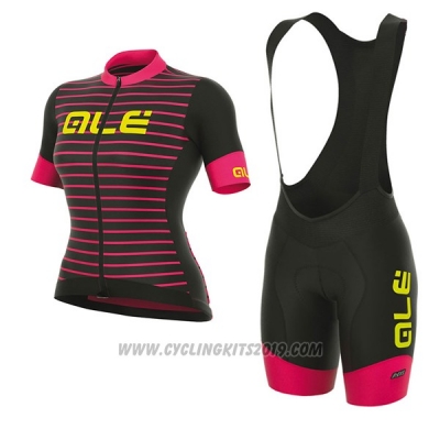 2017 Cycling Jersey Women ALE R-ev1 Marina Red and Black Short Sleeve and Bib Short