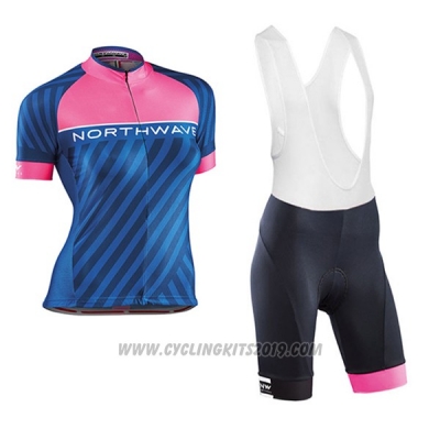 2017 Cycling Jersey Women Northwave Blue and Pink Short Sleeve and Bib Short