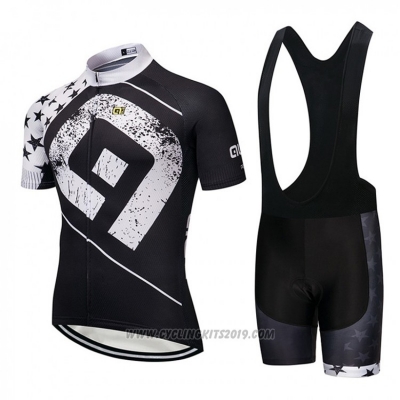 2018 Cycling Jersey ALE Black and White Short Sleeve and Bib Short