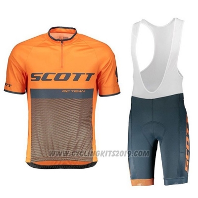 2018 Cycling Jersey Scott Rc Black Orange Short Sleeve and Bib Short