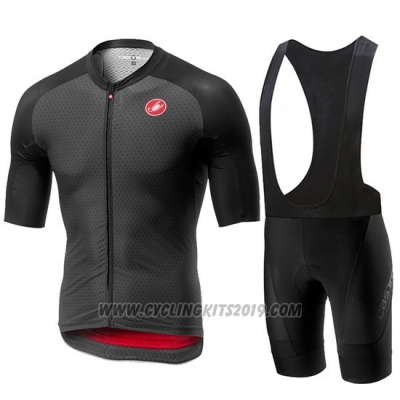 2019 Cycling Jersey Castelli Aero Race Black Short Sleeve and Bib Short