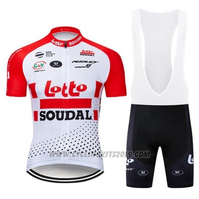2019 Cycling Jersey Lotto Soudal Red White Short Sleeve and Bib Short