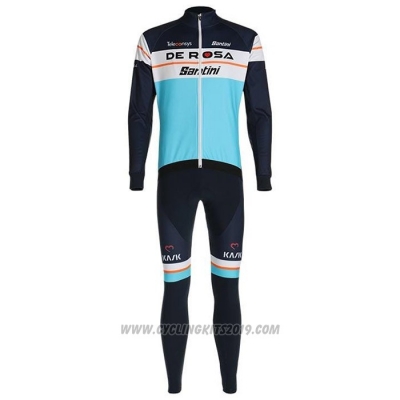 2020 Cycling Jersey DE Pink Sky Blue Long Sleeve and Bib Tight