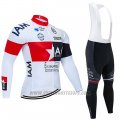 2020 Cycling Jersey IAM White Red Black Long Sleeve and Bib Tight