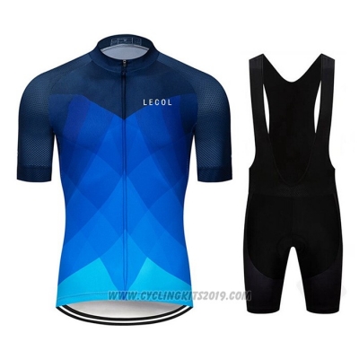 2020 Cycling Jersey Le Col Light Bluee Deep Blue Short Sleeve and Bib Short